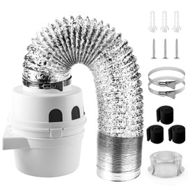 [UPGRADED]Cenipar TDIDVKZW Indoor Dryer Vent Kit Filter 3 In 1 Filter Bucket with 4 Inch 5 Feet Proflex Ducting Hose for Electric Dryers,White