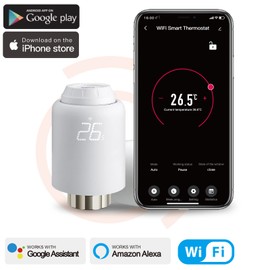 HOMGEN Smart Radiator Thermostat, Wifi Type, Without Gateway, Supports Mobile App Programming Through Independent Heating Of Applications, And Is Compatible With Alexa, Google, Tuya App