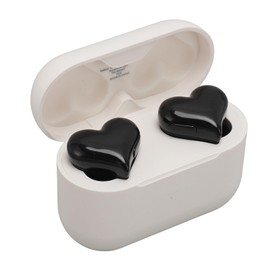 Heart Shape Earphones Earbuds, HiFi Stereo Bluetooth 5.3 Headphones with Charging Case, in Ear Bluetooth Earphones, 20Hrs Playtime for Lover Couples Sport Travel (Black)