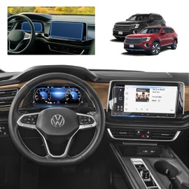 BSTW for 2024 Volkswagen Atlas Screen Protector for 2024 VW Atlas/Atlas Cross Sport 12" Touchscreen & 10.3" Instrument Display Screen Anti-Scratch Tempered Glass Protective Film