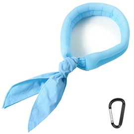 N-RIT Iceman Cool Scarf, Multifunctional Cooling Cloth, Cotton Scarf, Ice Cold Thanks To High-Tech Polymer Crystals, With Gear Carabiner, blue