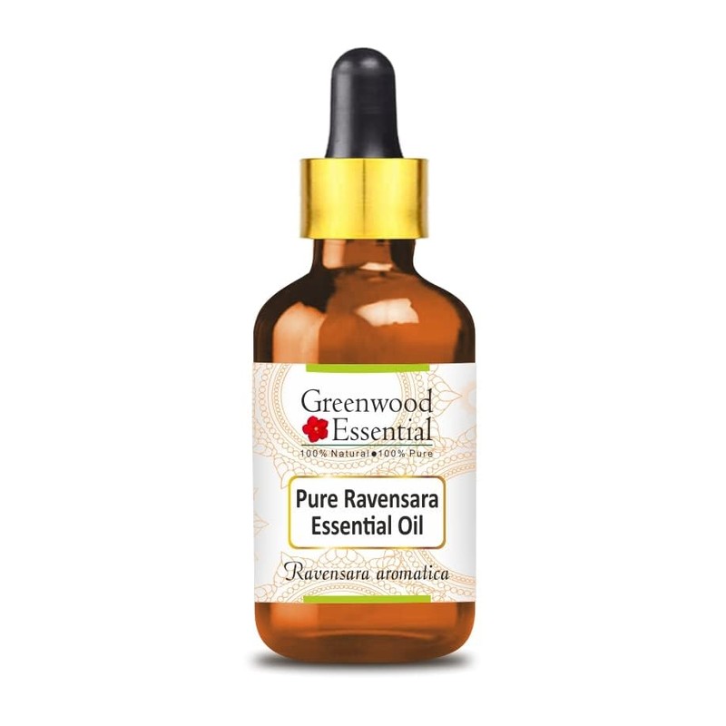 Greenwood Essential Pure Ravensara Essential Oil (Ravensara aromatica) with Glass