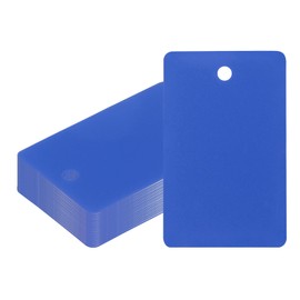 PATIKIL Plastic Shipping Tags with Wire, 50 Pcs 53 x 33 mm Waterproof Blank Labels Hang Tag with String for Outdoor Luggage Product Identification Price Marking, Blue