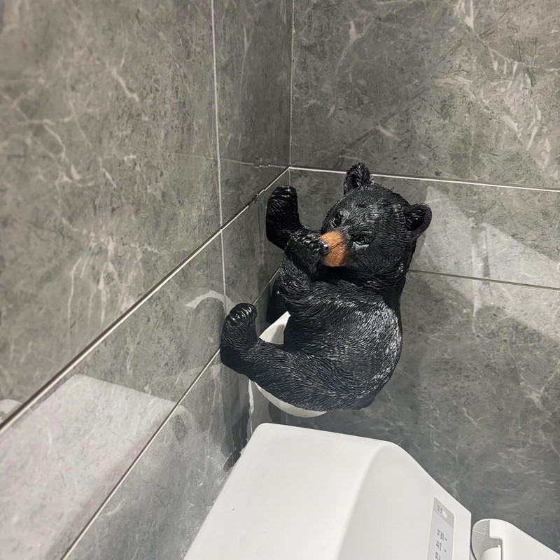 Yaoemei Bear Toilet Paper Holder, Bear Cub Tissue Holder Rack