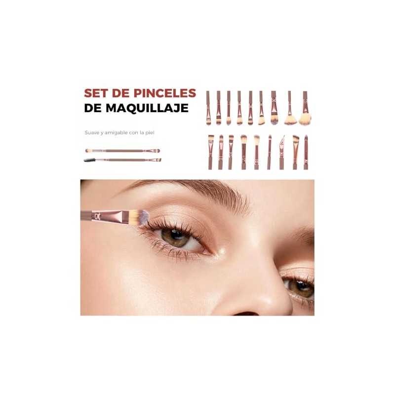 Lumbor37 Set de Brochas para Maquillaje 43 Piezas, Kit Profesional