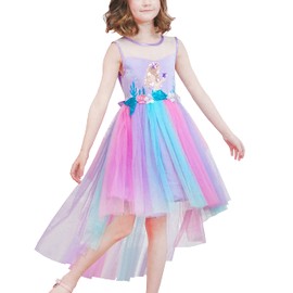 Girls Dress Multicolor Rainbow Mermaid Tail Princess Birthday Party Age 7 Years