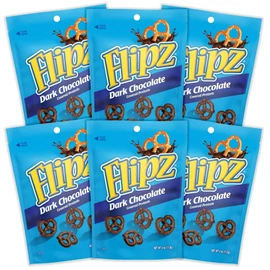 Flipz Dark Chocolate Covered Pretzels (4 Ounce, Pack of 6), Perfect Sweet, Salty, & Crunchy Snack For Adults And Kids