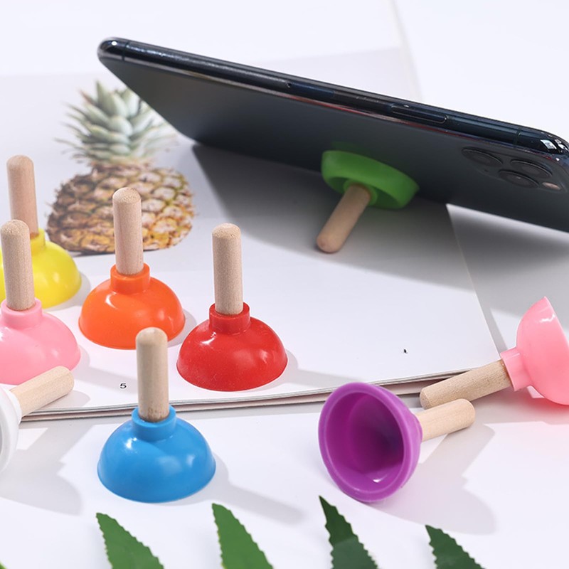 6 Pcs Tiny Toilet Plunger Shape Phone Holder Mini Sucker