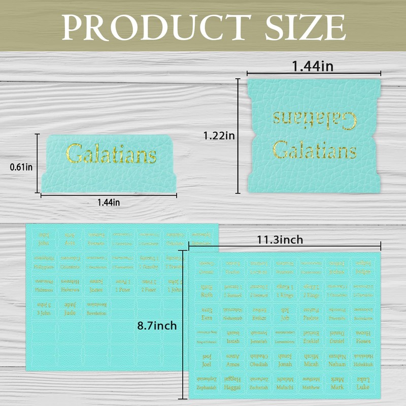 Lake Blue Leather Bible Tabs, Laminated Bible Tabs for Women