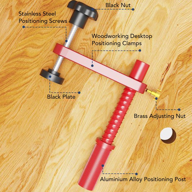 2PCS Bench Dogs Clamp 19mm Red Color Adjustable MFT Table