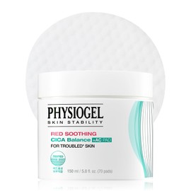 Physiogel Red Soothing Cica Balance Calming Toner Pad for Men & Women, Gentle Exfoliating & Skin Soothing, Cica, BHA Salicylic Acid, Niacinamide, For Sensitive & Acne Prone Skin - 70pcs