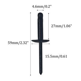 STFRBTH 60PCS 3/16" x 1" （4.8 * 25 * 16MM）Tri-Fold Exploding Pop Rivets, Large Flange Aluminum Blind Rivets for Kayak, Marine, Automotive Applications, (Black）