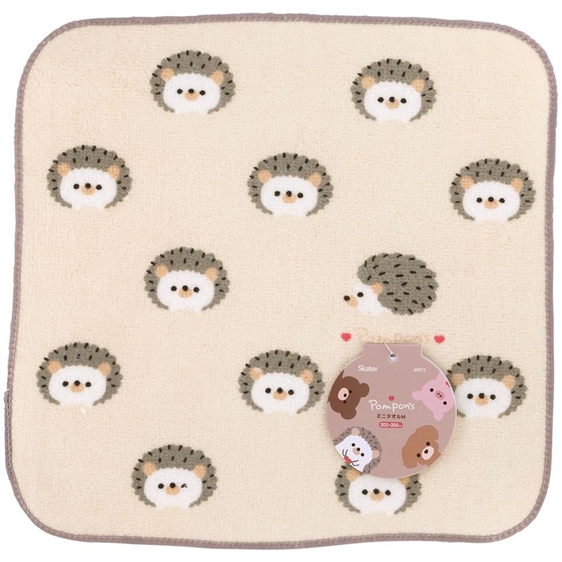 Skater MNT2-A Mini Towel, Pompon's Hedgehog, 7.9 x 7.9 inches