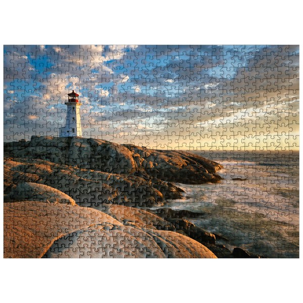 Sunset at Peggys Cove Lighthouse Nova Scotia Canada - Premium 500 Piece Jigsaw Puzzle for Adults