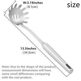 Pasta Server - Durable Food Grade 304 Stainless Steel Pasta Spoon Server,With Ergonomic Handle & Heat Resistant Design - Kitchen Spaghetti Server Fork For Noodles, Pasta, & More, 13.5 Inches