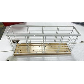 Lonian Large Kitchen Utensil Holder with Bamboo Base, 4 Compartments Metal Cooking Utensil Organizer for Kitchen Countertop or Wall Mounted, Rustic Utensil Crock Caddy