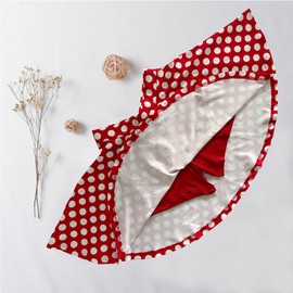 THHGPO Women's Casual Basic Skirts Mini Flared Skater Stretchy A-Line Party Skirts with Shorts Red White Dot L