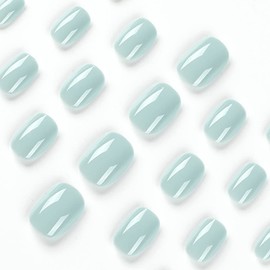 Press on Nails Short Fake Nails,Lucoffeoi 24pcs Square Acrylic False Nails Extra Short Artificial Nails Color Full Cover Glue on Nails Stick on Nails for Women Girls Manicure Art Decorations