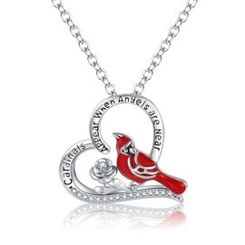 mciskin"Cardinals,Appear When Angels Are Near,Love Heart Necklace, 18", Special Jewelry for Women, Mother's Day Gifts for Mom, Wife, Aunt, Grandma.(heart bird 1)