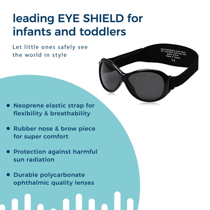 KidzBanz Retro Sunglasses Black, 2-5 Years, 100% UVA Protection