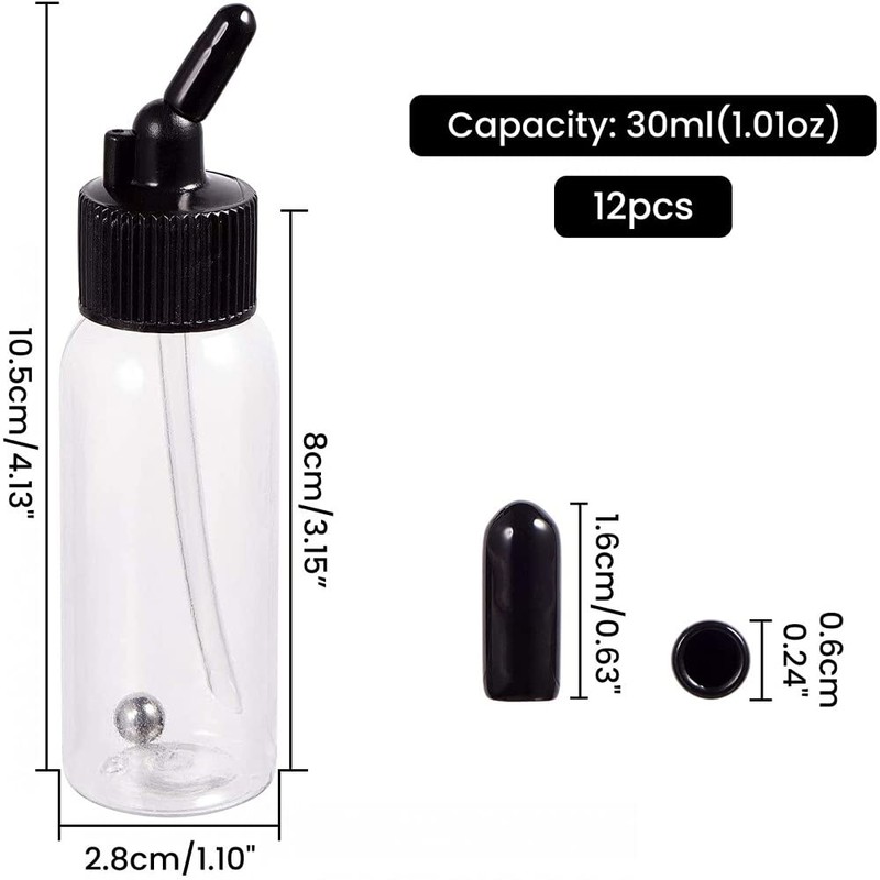 ABEST 10 Pack 30ML Airbrush Plastic Bottles Jars with caps