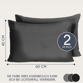 Cushion Cover 40 x 60 cm Renforcé Cotton (Set of 2) – Anthracite – Densely Woven with 57 Threads/cm² – Cushion Cover 40 x 60 cm – Oeko Tex Certified – Dreamzie