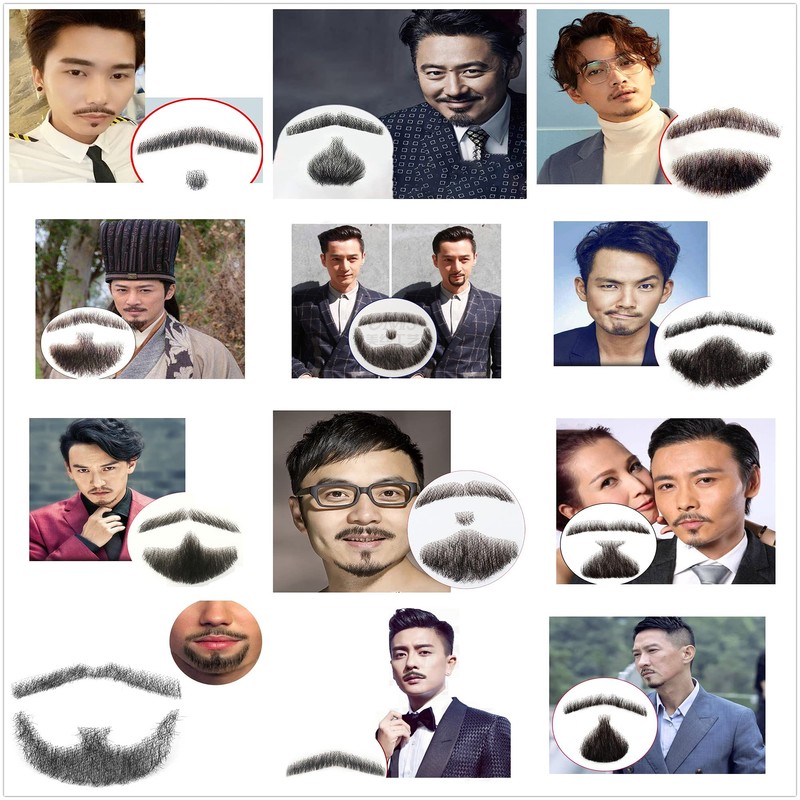 XUANHEFA Beard Moustache Human Hair Wig Handmade, Real Cosplay, 1
