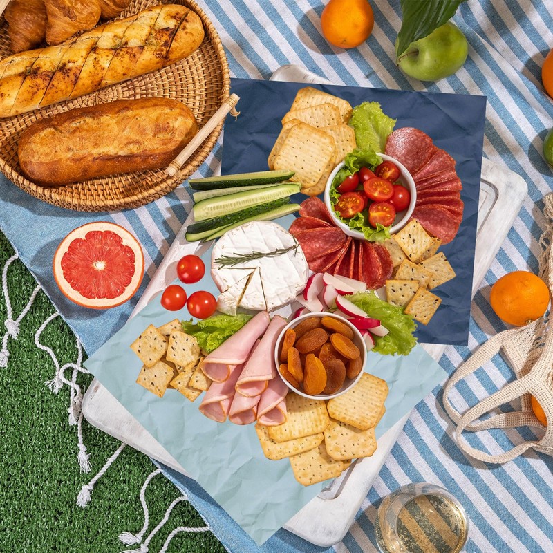 Whaline 240 Sheets Dusty Blue Wax Paper Solid Blue Deli