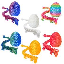 Philicoco 3D Printed Articulated Dragon Egg – Easter Basket Stuffers, Fidget Toy Gift for Kids & Adults(6Pcs)