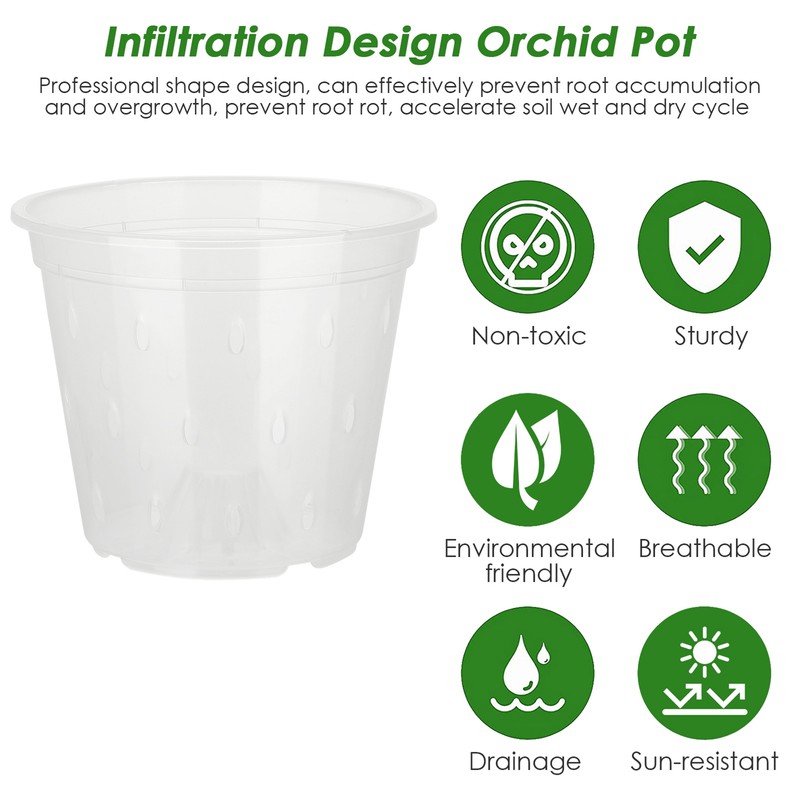 Orchid Flower Pot Breathable Clear Orchid Planting Pot with Holes
