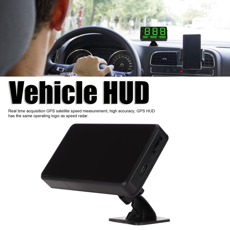 Universal Black 4.5in Car HUD Display 2 Alarm USB Power