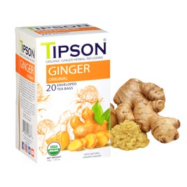Tipson Organic Ginger Herbal Infusions - Ginger Original - 20 Premium Tea Bags (Pack of 1)