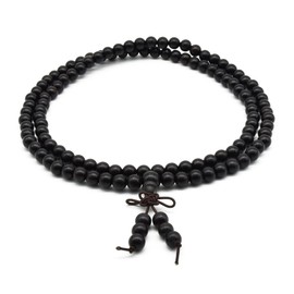 Zen Dear Unisex Natural Ebony Buddhist Prayer Bead Necklace Bracelet Tibetan Prayer Mala Beaded Black, Small, Wood, wood
