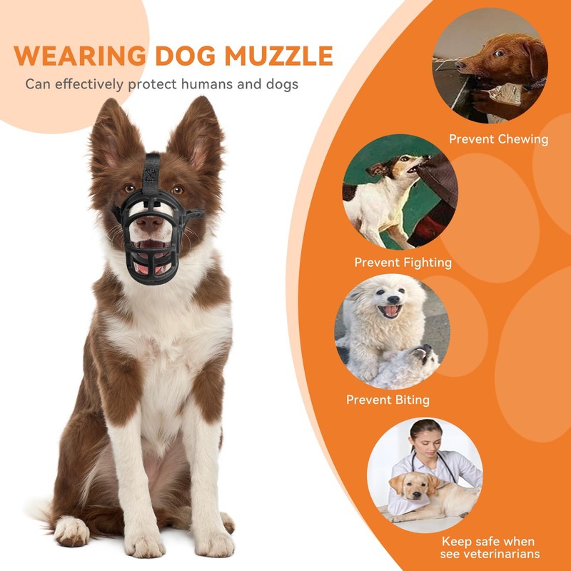 Dog Muzzle – Lightweight Breathable Basket Muzzle, Anti-Biting & Chewing,