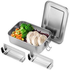 Kssvzz Brotdose Edelstahl mit 2 Fächern, 850ML Lunchbox Auslaufsicher mit Dichtring, Nachhaltige und Umweltfreundliche BPA-frei, Brotdose Metall Klein für Erwachsene, Kinder