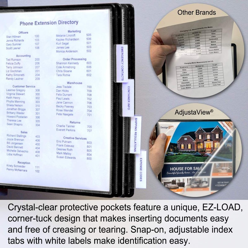 Ultimate Office AdjustaView 10-Pocket Wall Reference Organizer with Easy-Load Pockets