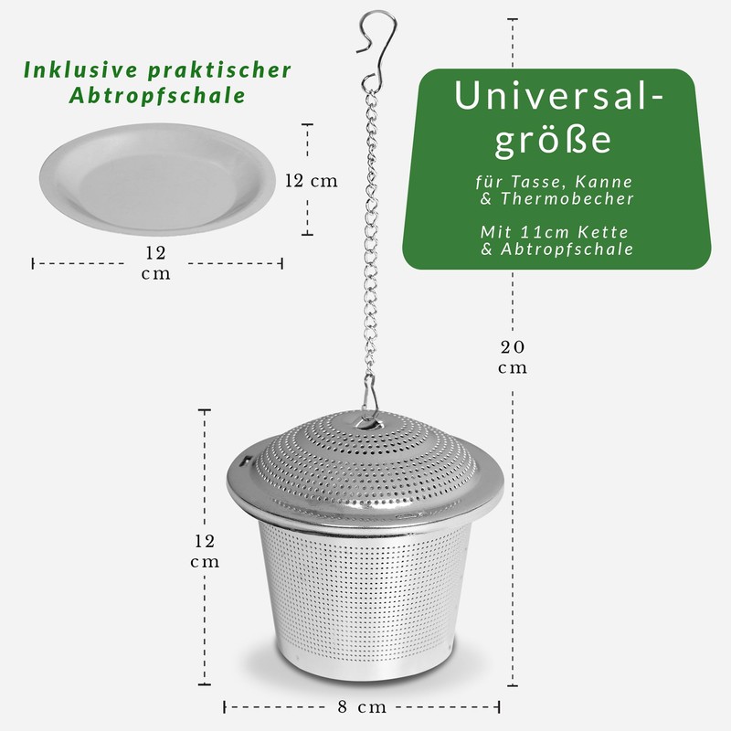 Tea Strainer Set of 2 - Rustproof Stainless Steel Tea