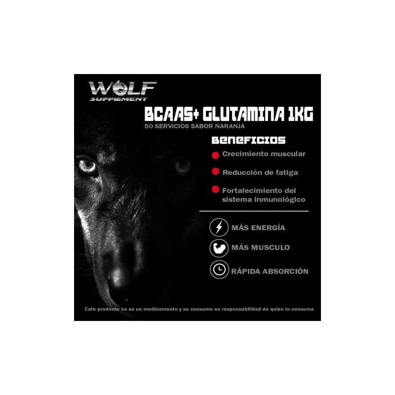 Aminoacidos Bcaas + Glutamina Wolf 1kg Varios Sabores Pre