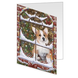 Please Come Home for Christmas Corgis Dog Greeting Cards - Adorable Pets Invitation Cards with Envelopes - Pet Artwork Christmas Greeting Cards (50 Greeting Cards)