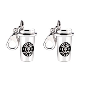 2Pcs Coffee Cup Keychain - Coffee Charm Keychain,DIY Key Charm Gifts for Coffee Lover, Keychain Accessories Decoration for Men and Women