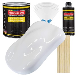 Restoration Shop - Winter White Acrylic Enamel Auto Paint - Complete Gallon Paint Kit - Professional Single Stage High Gloss Automotive, Car, Truck, Equipment Coating, 8:1 Mix Ratio, 2.8 VOC