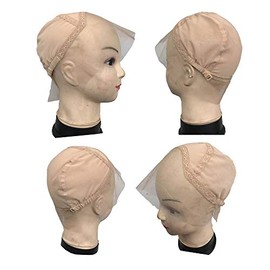 FURUN Lace Front Wig Cap for Making Wigs with Adjustable Strap Glueless Weaving Cap Wig Caps Swiss Lace Hairnet (Large 23.5inch, Beige)