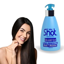 Shampoo Liso Perfecto Kolor Shot con Keratina sin Parabenos, Hidrata y Suaviza el Cabello proporcionando Brillo y Sedosidad, Disminuye Efectivamente el Frizz 250ml.