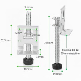 bowarepro Pack of 4 Furniture Leg Levelers for Shelves Cabinets Workbench, Stainless Steel Heavy Duty Furniture Leveling Feet for Furniture Table Cabinets Workbench Shelves, 75 mm Adjustable (10 cm,