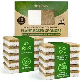 AIRNEX Paquete de 10 esponjas de Cocina Naturales biodegradables – Esponjas compostables de celulosa y Nuez de Coco – Esponjas ecológicas para Platos