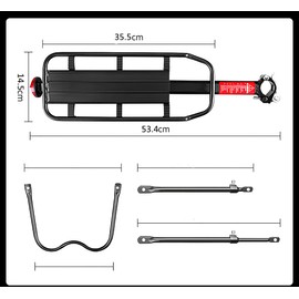 Bike Luggage Rack Rear Adjustable Bicycle Touring Carrier with Fender Board Frame-Mounted for Heavier Top Side Loads