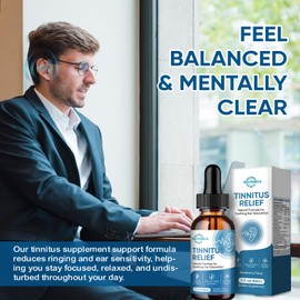 Tinnitus Relief for Ringing Ears, Ear Tinnitus Relief Drops, Herbal Ringing Relief with Ginkgo Biloba, Vitamin C, B12 for Ear Clicking Buzzing, Improving Hearing for Men and Women, Strawberry 2 Fl Oz