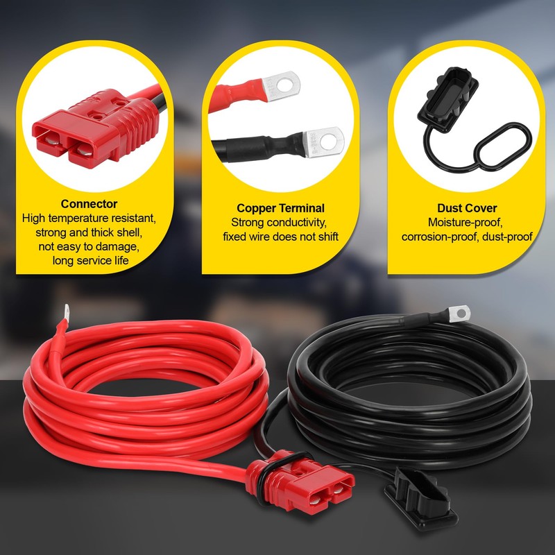 Anrain 14FT Quick Disconnect Winch Power Cable, 2 Gauge 2