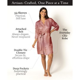 Tara Sartoria Luxury Artisan Silk Robes For Women, Washable Pure 27 Momme Mulberry Silk Robe Short
