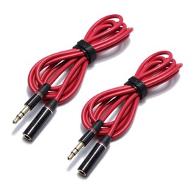 Lusgawer 2 Packs 3.5mm Male to Female Replacement Stereo Audio Cable Extension Cord Compatible with Beats Solo Studio Headphones (Red) 3.9 Feet